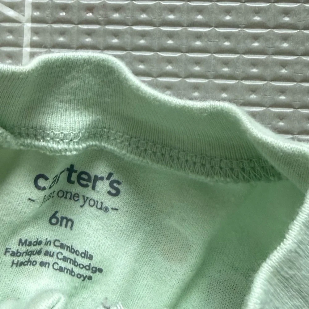 Carters|Baby girl Mint Green ditsy Strawberry Print Onesie,long sleeve footies•